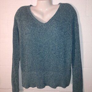 Maurices Women's Size Large Knit Sweater Marbled Blue Multi Cutout Detail